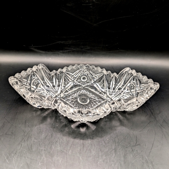 Vintage EAPG Imperial Glass Nucut Pattern #564 Oblong Pressed Glass Relish Dish - Picture 13 of 14